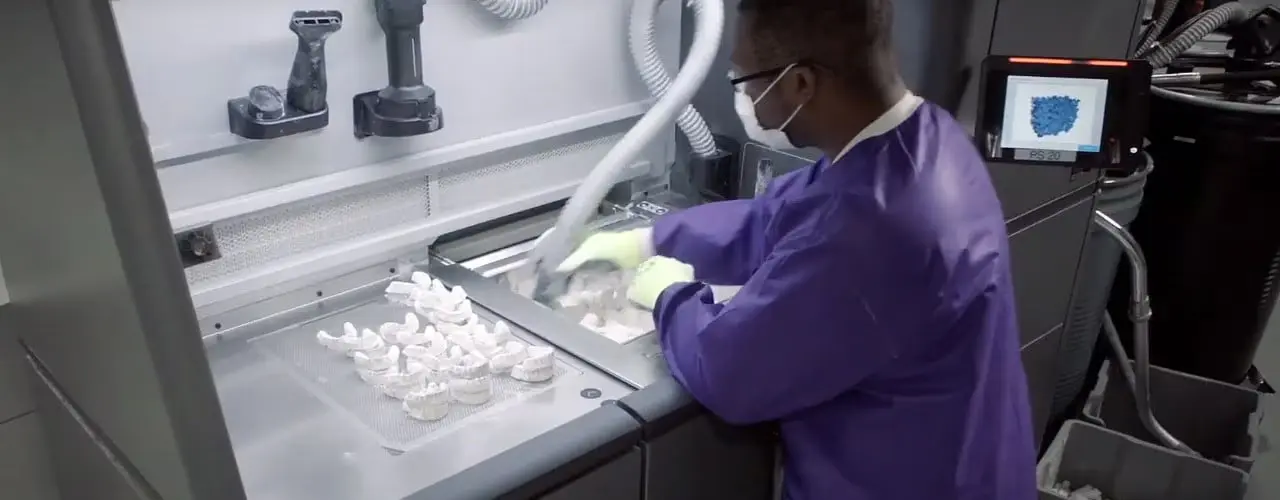 Produkcja modeli dentystycznych w technologii HP MJF – druk 3D proszkowy w komorze roboczej drukarki